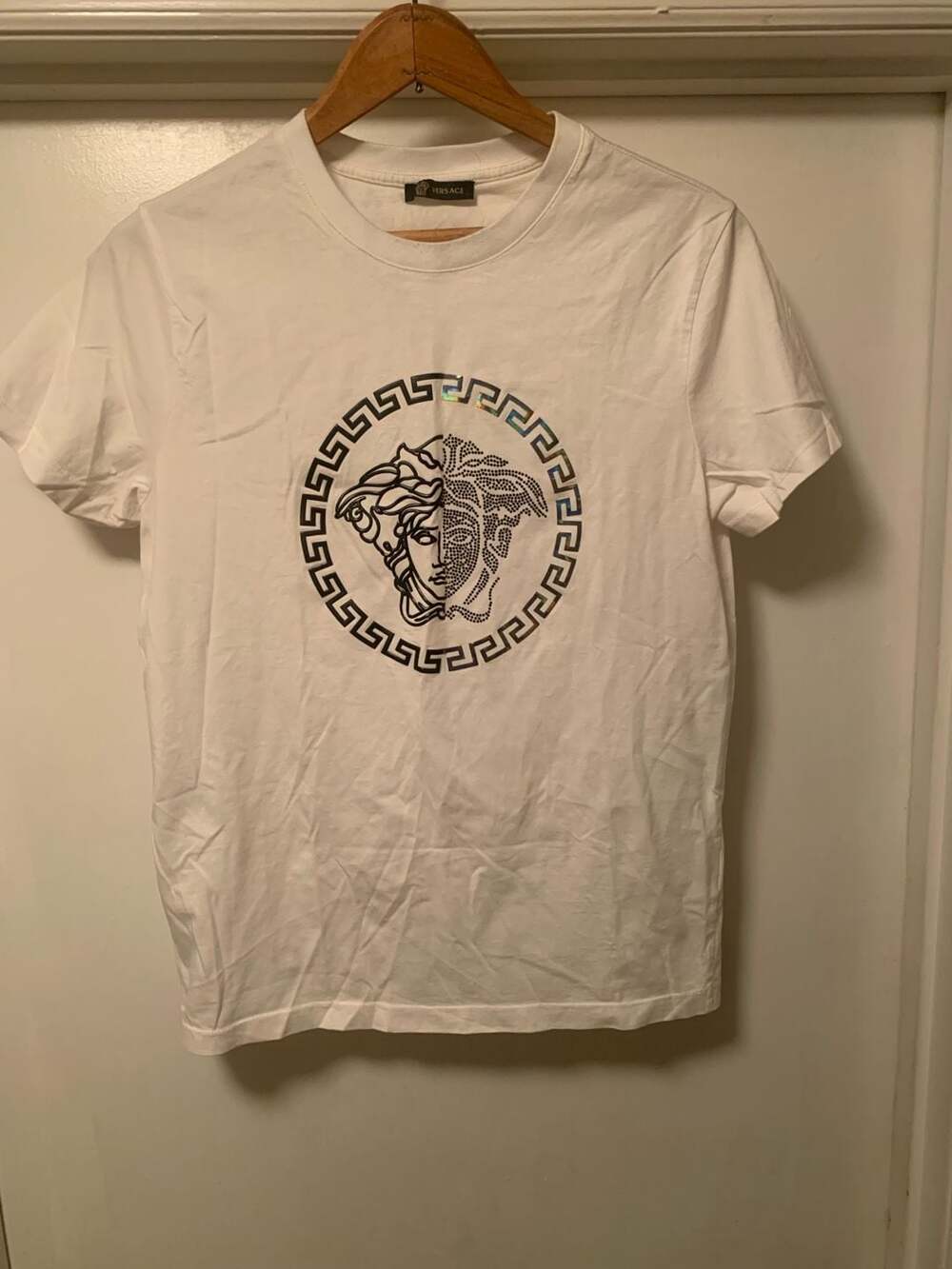 Versace Graphic T-Shirt Size M White Medusa Logo Cotton